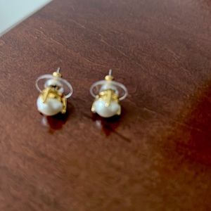 Kate Spade faux pearl and diamond post earrings.